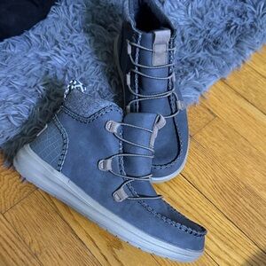 Hey Dude Gray and Tan High-Top Sneakers